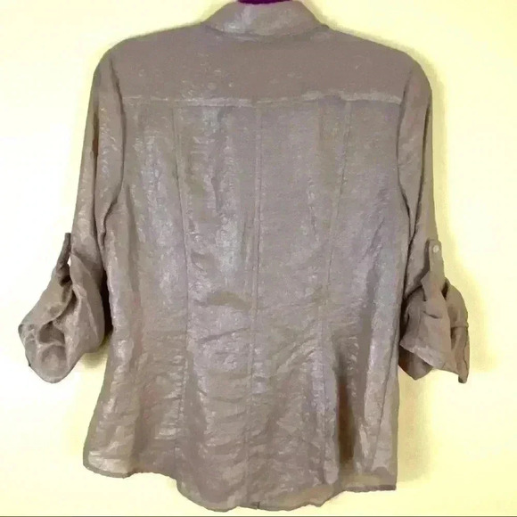 Calvin Klein Metallic Shimmer Button Down Shirt - Picture 6 of 9